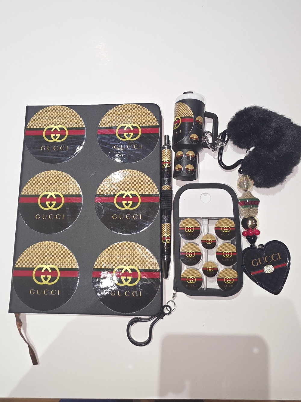 Fashion Inspired Black, Gold & Red Phone Case and Charm Set